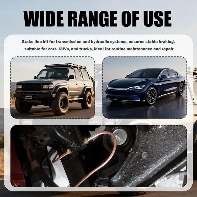 Alt view image 7 of 7 - 25Ft 1/4" and 3/16" Brake Line Kit,Single & Double Brake Line Flaring Tool Kit with 32 Inverted Fittings and Brakes Flare Tool Kits,Copper Plated Brakes Lines Repair Kits