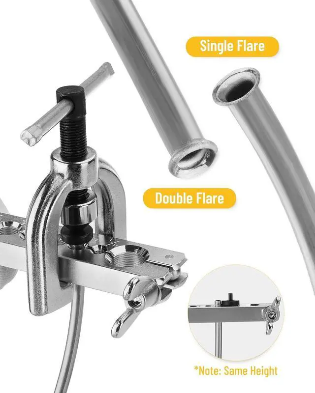 Alt view image 3 of 7 - 25 ft 3/16in Zinc-Plated Brake Line Flaring Tool Kit, Includes 3-in-1 Tube Bender, Double & Single Flaring Tool Set, 1 Tube Cutter, 2 Threads Unions, 20 Fittings