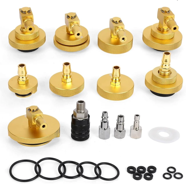 Main image of 10 Pcs Car Brake Bleeder Adapter Set, F118/F109 Master Cylinder Adapter with 9Pcs Bleeders & 1pc Quick Coupling, Brake System Bleeding Tool for Ford Mazda Honda