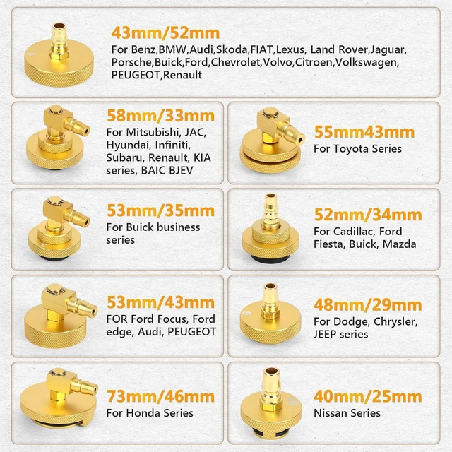 Alt view image 3 of 7 - 10 Pcs Car Brake Bleeder Adapter Set, F118/F109 Master Cylinder Adapter with 9Pcs Bleeders & 1pc Quick Coupling, Brake System Bleeding Tool for Ford Mazda Honda