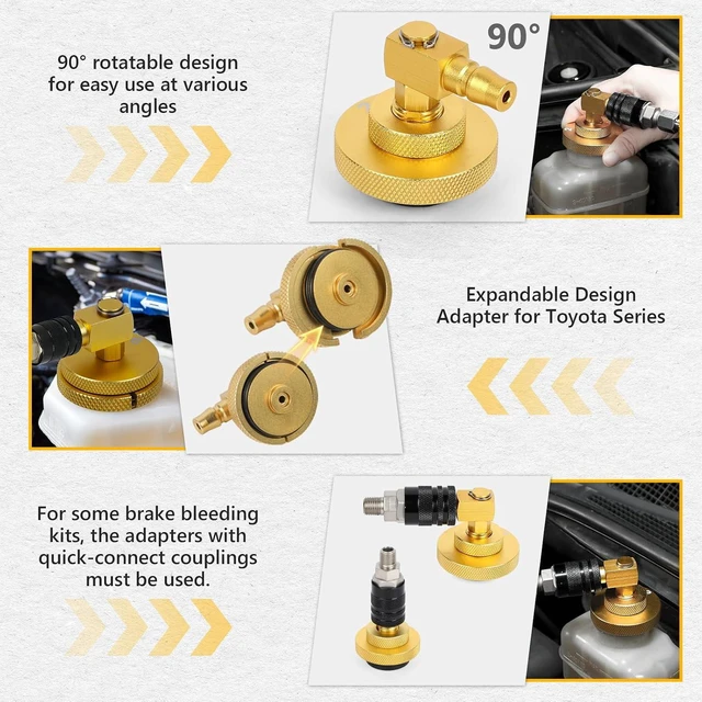 Alt view image 5 of 7 - 10 Pcs Car Brake Bleeder Adapter Set, F118/F109 Master Cylinder Adapter with 9Pcs Bleeders & 1pc Quick Coupling, Brake System Bleeding Tool for Ford Mazda Honda