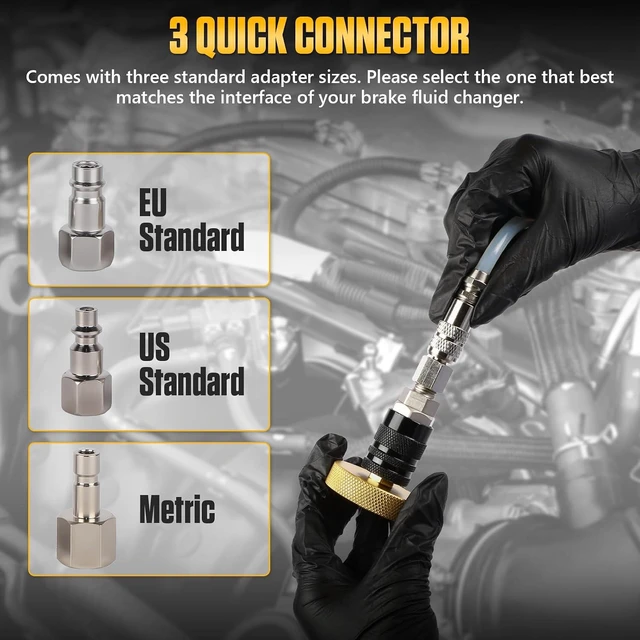 Alt view image 6 of 7 - 10 Pcs Car Brake Bleeder Adapter Set, F118/F109 Master Cylinder Adapter with 9Pcs Bleeders & 1pc Quick Coupling, Brake System Bleeding Tool for Ford Mazda Honda