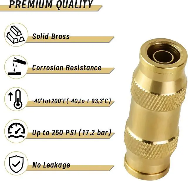 Alt view image 3 of 7 - 23PCS Brass DOT Air Line Fittings Kit Upgraded 1/4" 3/8" 1/2" Push to Connect Union Kit with Straight Adapters, Hose Repair Valve for Truck Trailer Air Brake Systems