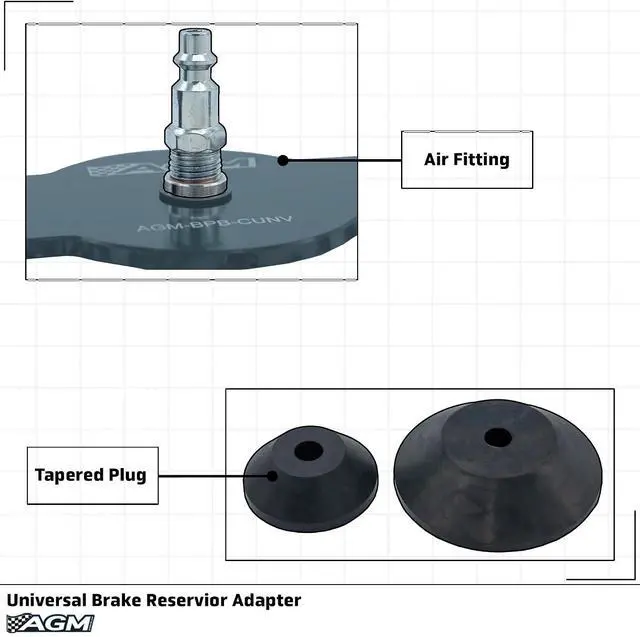 Alt view image 2 of 7 - AGM Products Brake Bleeder Adapter Universal Reservoir Cap for Pressure Brake Bleeder Systems Fits Most Round Brake Fluid Reservoirs Master Cylinder Adapter