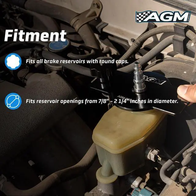 Alt view image 4 of 7 - AGM Products Brake Bleeder Adapter Universal Reservoir Cap for Pressure Brake Bleeder Systems Fits Most Round Brake Fluid Reservoirs Master Cylinder Adapter