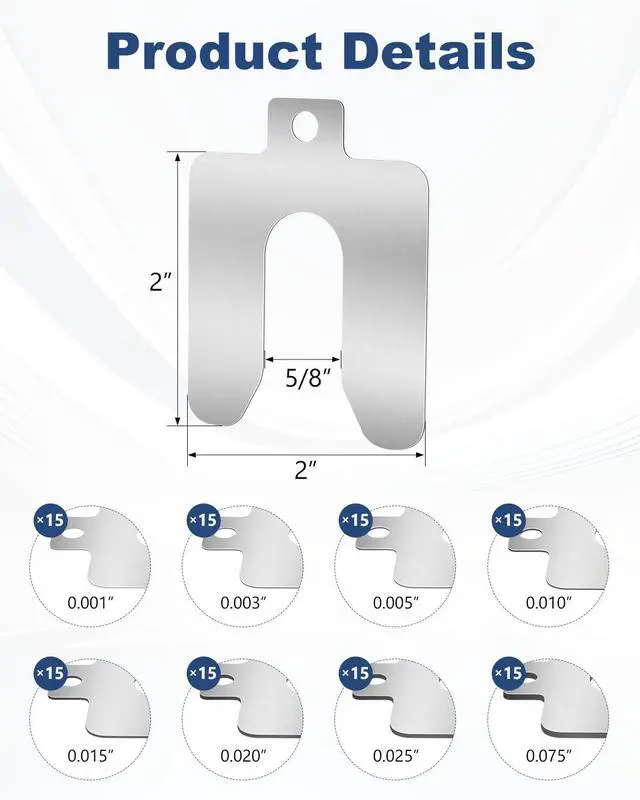 Alt view image 2 of 6 - 120 Pcs 2" x 2" Metal Shims for CNC, Machining & Automotive Alignment