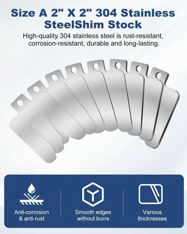 Alt view image 3 of 6 - 120 Pcs 2" x 2" Metal Shims for CNC, Machining & Automotive Alignment