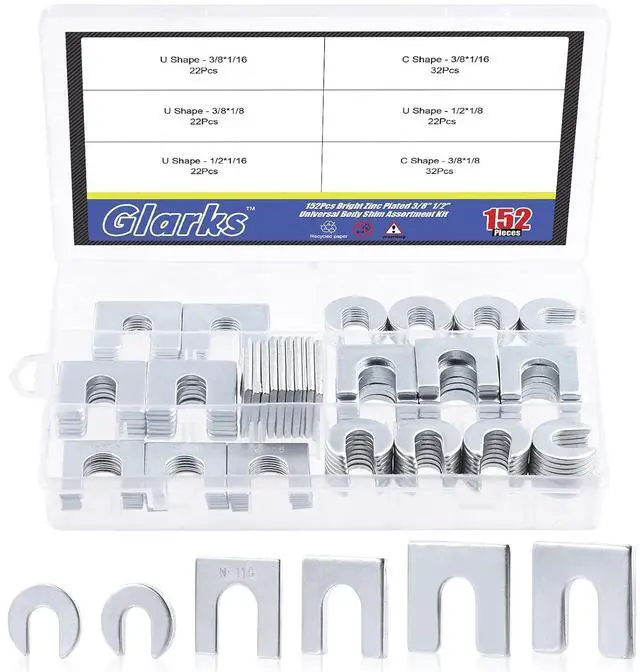 Main image of 152Pcs 3/8" 1/2" Universal Body Shim Assortment Kit, Universal Auto Alignment Body Shim for Adjusting Body Parts or Camber Alignment