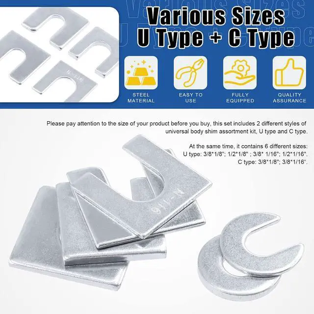 Alt view image 3 of 7 - 152Pcs 3/8" 1/2" Universal Body Shim Assortment Kit, Universal Auto Alignment Body Shim for Adjusting Body Parts or Camber Alignment