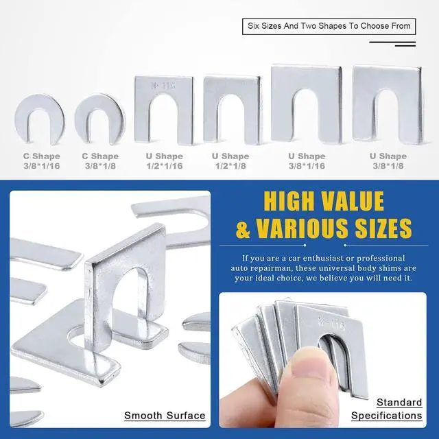 Alt view image 5 of 7 - 152Pcs 3/8" 1/2" Universal Body Shim Assortment Kit, Universal Auto Alignment Body Shim for Adjusting Body Parts or Camber Alignment