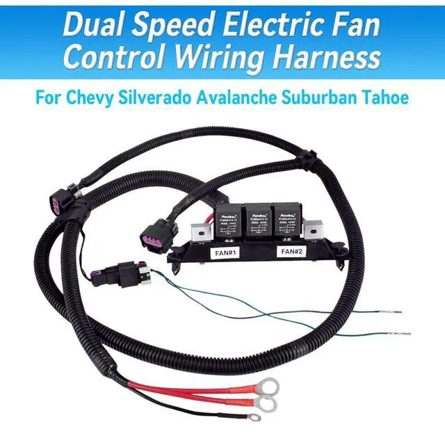 Alt view image 2 of 6 - 674-00923 Dual Speed Electric Fan Control Wiring Harness Kit Compatible with Chevy Silverado Avalanche Suburban Tahoe Avalanche & GMC Yukon Sierra Black