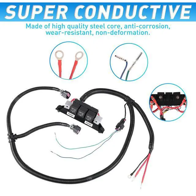 Alt view image 3 of 6 - 674-00923 Dual Speed Electric Fan Control Wiring Harness Kit Compatible with Chevy Silverado Avalanche Suburban Tahoe Avalanche & GMC Yukon Sierra Black