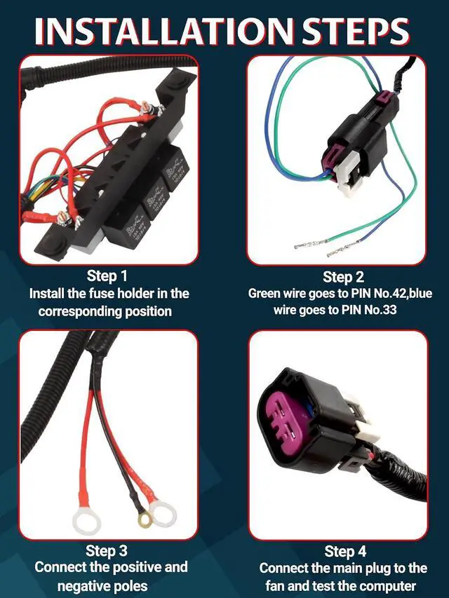 Alt view image 3 of 7 - 674-00923 Dual Speed Electric Fan Control Wiring Harness Kit Compatible with Silverado Avalanche Suburban Tahoe Sierra Yukon Stand Alone Electric Fan Harness