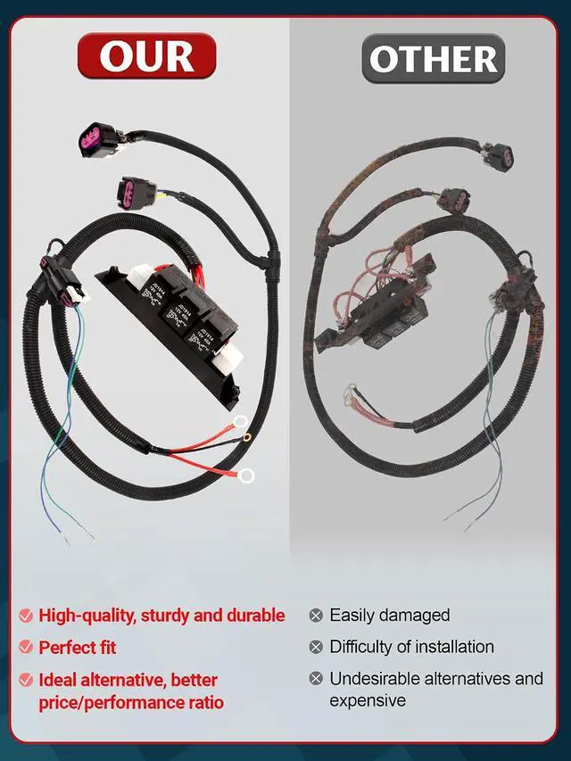 Alt view image 7 of 7 - 674-00923 Dual Speed Electric Fan Control Wiring Harness Kit Compatible with Silverado Avalanche Suburban Tahoe Sierra Yukon Stand Alone Electric Fan Harness