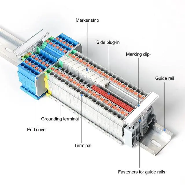 Alt view image 5 of 5 - 100Pcs PT2.5 Push-in Terminal Blocks, 2.5mm²Cable, DIN Rail Mounted Terminal Block, 800 V 32 A, Wire Spring Connection Push in Conductors Wire Connector, CE