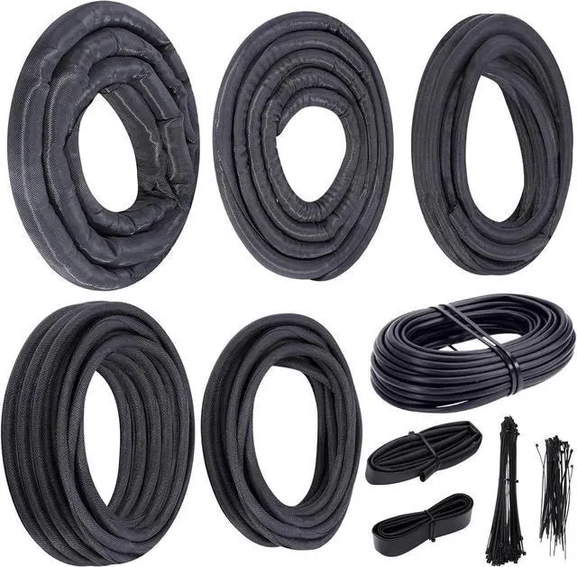 Main image of Automotive Split Wire Loom Kit, Heat Resistant & Chew Resistant Split Conduit for Engine Bay, Cable Management Sleeve with Heat Shrink, Silicone Tape & Zip Ties
