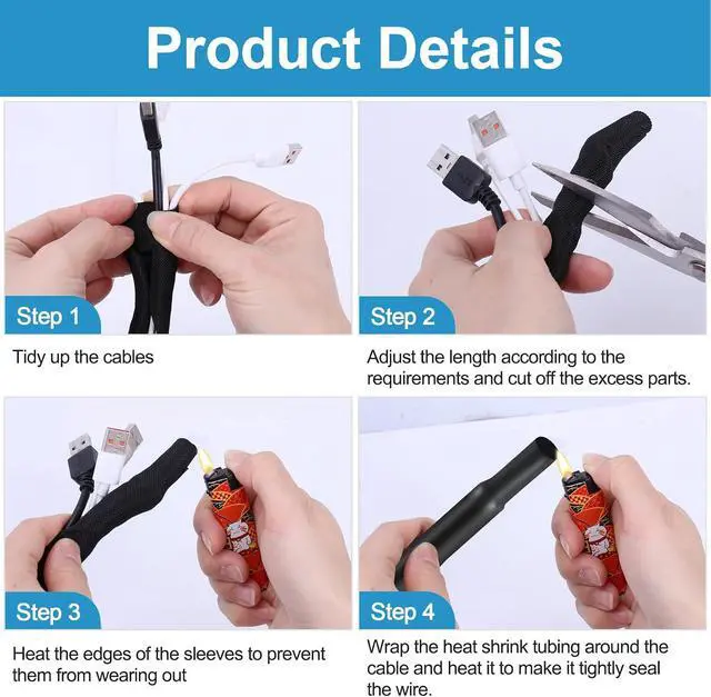 Alt view image 4 of 7 - Automotive Split Wire Loom Kit, Heat Resistant & Chew Resistant Split Conduit for Engine Bay, Cable Management Sleeve with Heat Shrink, Silicone Tape & Zip Ties