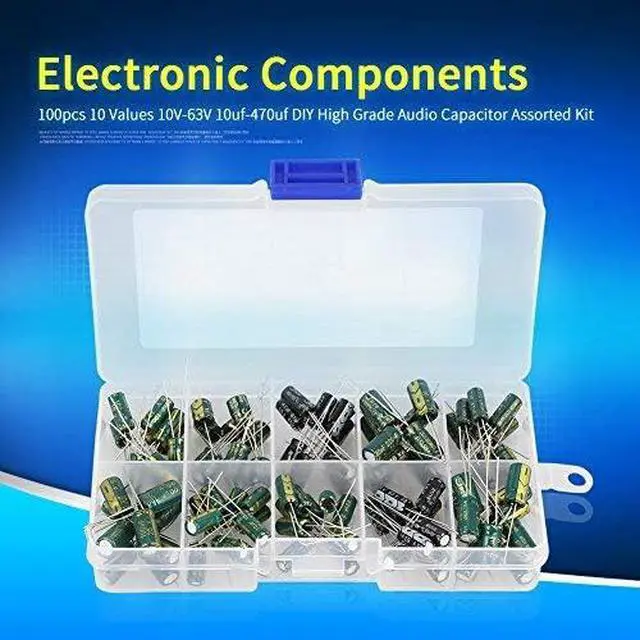Alt view image 4 of 7 - 100PCS DIY High Grade Audio Capacitor,Electrolytic Capacitors Kits,10 Values 10V-63V 10uf-470uf Electrolytic Capacitors Radial Capacitor