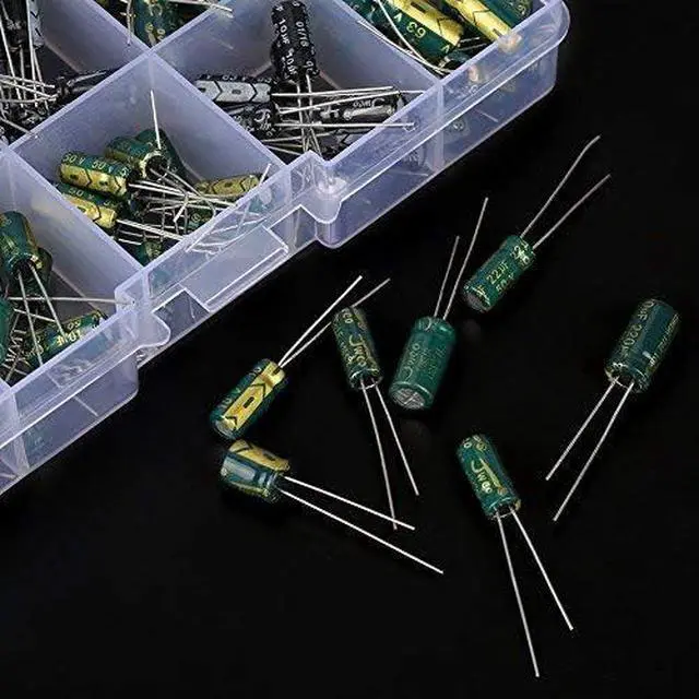 Alt view image 7 of 7 - 100PCS DIY High Grade Audio Capacitor,Electrolytic Capacitors Kits,10 Values 10V-63V 10uf-470uf Electrolytic Capacitors Radial Capacitor