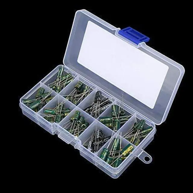 Alt view image 6 of 7 - 100PCS DIY High Grade Audio Capacitor,Electrolytic Capacitors Kits,10 Values 10V-63V 10uf-470uf Electrolytic Capacitors Radial Capacitor