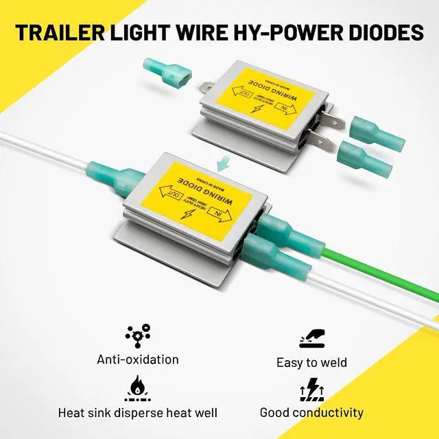 Alt view image 3 of 7 - Hy-Power Diodes, Trailer Light Wire Diodes, 2 Input&1 Output Spade Towed Vehicle Diodes Kit, Tail Light Isolating Diodes For Motorhome Trailer 4PCS