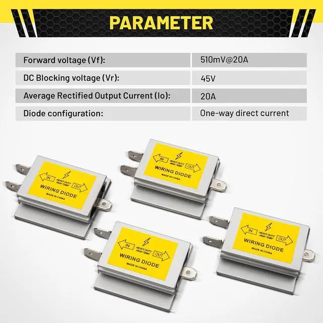 Alt view image 6 of 7 - Hy-Power Diodes, Trailer Light Wire Diodes, 2 Input&1 Output Spade Towed Vehicle Diodes Kit, Tail Light Isolating Diodes For Motorhome Trailer 4PCS