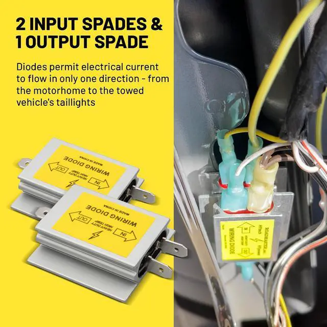 Alt view image 7 of 7 - Hy-Power Diodes, Trailer Light Wire Diodes, 2 Input&1 Output Spade Towed Vehicle Diodes Kit, Tail Light Isolating Diodes For Motorhome Trailer 4PCS