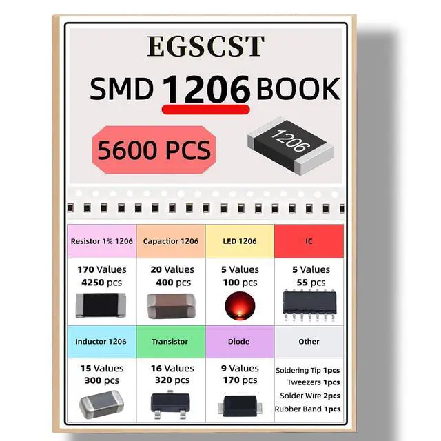 Alt view image 2 of 7 - 5600PCS 1206 SMD Resistor Kit from 0 to 10M 1%, SMT Electronics Component Assortment Book with Resistors, Capacitors, Diodes, Transistors, IC, Inductors, LEDs Sample Books for DIY and Repair