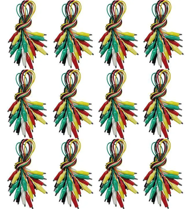 Main image of 120PCS Premium Alligator Clips Electrical, 5 Colors Test Probes & Leads, Crocodile Jumper Wires with Dual Ended Insulators Cable for Electric Circuit Connection, Multimeter, Electronic Experiments