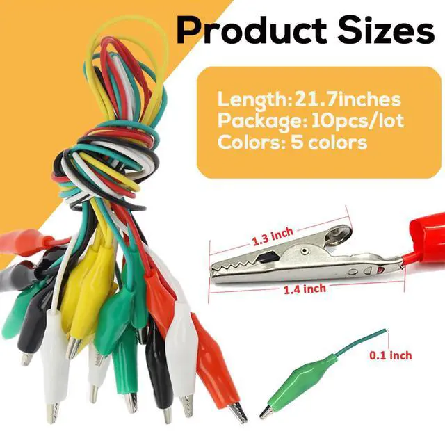 Alt view image 2 of 6 - 120PCS Premium Alligator Clips Electrical, 5 Colors Test Probes & Leads, Crocodile Jumper Wires with Dual Ended Insulators Cable for Electric Circuit Connection, Multimeter, Electronic Experiments