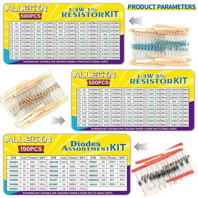 Alt view image 3 of 6 - 1910Pcs Electronic Component Kit Resistor Electrolytic Capacitor Schottky Diodes LED Diode Transistor Electronics Components Assortment for DIY Project