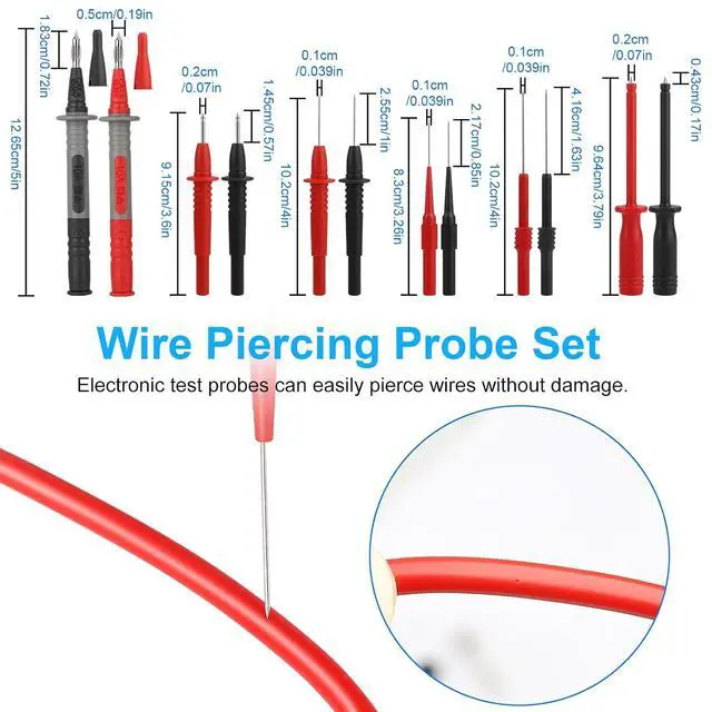 Alt view image 4 of 7 - 25PCS Silicone Multimeter Test Leads Kit: Replaceable Wire Piercing Probes, Test Hook Clips, Alligator Clips, Testing Tweezer for Digital Electrical Multimeter Testing
