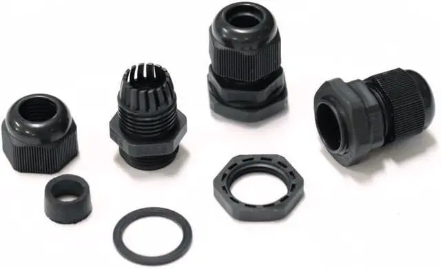 Alt view image 5 of 6 - 100 pcs PG13.5 Waterproof Cable Gland Connector Black Adjustable IP68 M20 Plastic Cable Gland with Locknut Rubber Ring for 6-12mm Wire