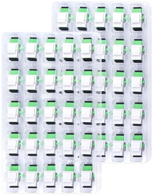 Main image of 50-Pack SCAPC Fiber Optic Coupler Keystone Jack Modular, Simplex Single Mode(SM) Adapter for Fiber Patch Panels or Wall Plates, Green