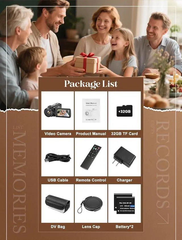 Alt view image 7 of 7 - 4K Video Camera Camcorder UHD 64MP Vlogging Camera for YouTube 18x Digital Zoom 3" 270° Rotation IPS Touchscreen Video Camcorder with Night Vision, Remote Control, 32GB Card, 2 Batteries