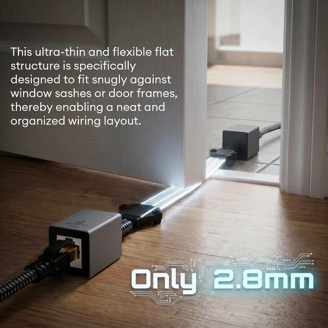 Alt view image 4 of 7 - CAT6A Ethernet Window Pass-Through Cable, No-Drill RJ45 Coupler