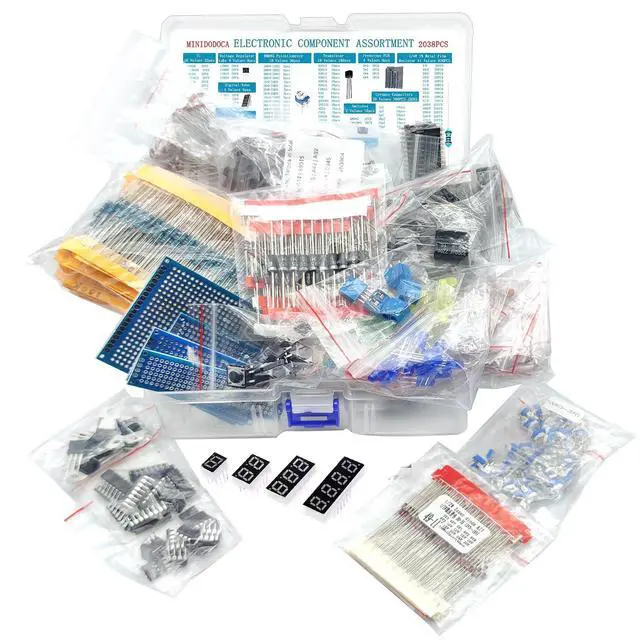 Alt view image 4 of 5 - Electronic Component Kit & Total 2038 Pcs, LED Diodes, Metal Film Resistors, Electrolytic Capacitor Package,Diodes, Ceramic Capacitors,IC,PCB,Digital Tube, Common Transistor Assortment Box
