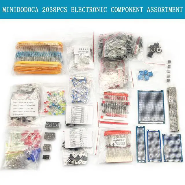 Alt view image 5 of 5 - Electronic Component Kit & Total 2038 Pcs, LED Diodes, Metal Film Resistors, Electrolytic Capacitor Package,Diodes, Ceramic Capacitors,IC,PCB,Digital Tube, Common Transistor Assortment Box