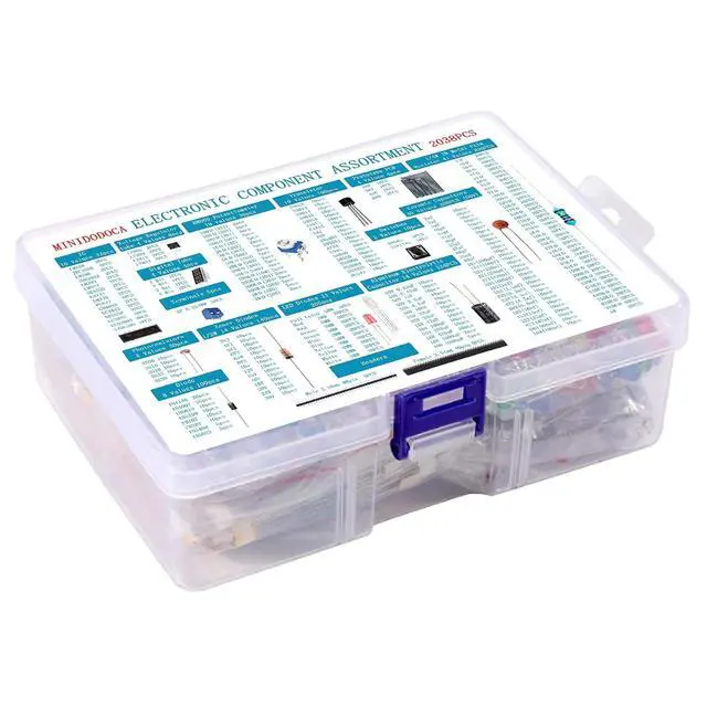 Alt view image 3 of 5 - Electronic Component Kit & Total 2038 Pcs, LED Diodes, Metal Film Resistors, Electrolytic Capacitor Package,Diodes, Ceramic Capacitors,IC,PCB,Digital Tube, Common Transistor Assortment Box