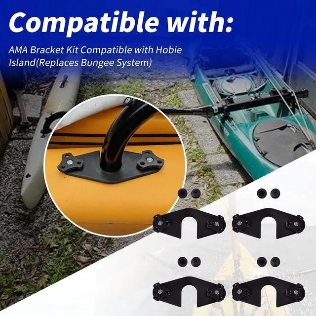 Alt view image 2 of 7 - AMA Bracket Kit(8 Pcs Thumb Screw caps; 4 Pcs Brackets;8 Pcs Threaded Inserts;8 Pcs Bolts) Compatible with Hobie Island(Replaces Bungee System)