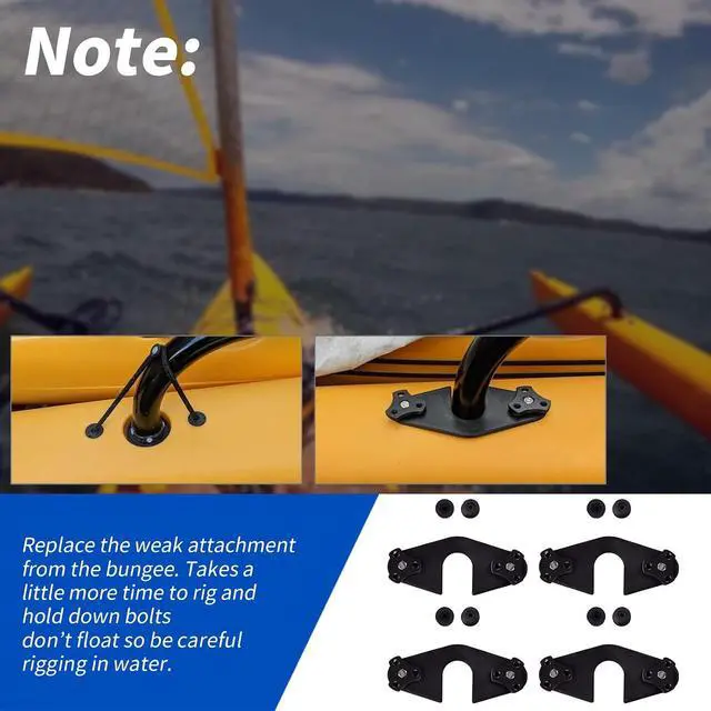 Alt view image 6 of 7 - AMA Bracket Kit(8 Pcs Thumb Screw caps; 4 Pcs Brackets;8 Pcs Threaded Inserts;8 Pcs Bolts) Compatible with Hobie Island(Replaces Bungee System)