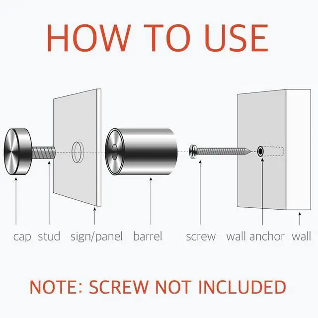 Alt view image 3 of 7 - 50 Pcs Stainless Steel Standoff Screws, 19 x 20mm Sign Mounting Spacers, Rust-Resistant Hardware for Acrylic, Glass & Wall Installation