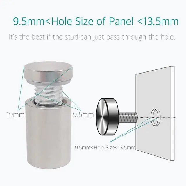 Alt view image 4 of 7 - 50 Pcs Stainless Steel Standoff Screws, 19 x 20mm Sign Mounting Spacers, Rust-Resistant Hardware for Acrylic, Glass & Wall Installation