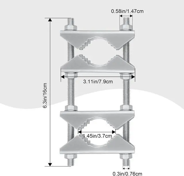 Alt view image 2 of 5 - Double Antenna Mast Clamp - Heavy Duty Galvanized Iron Mount for Secure Pole-to-Pole Connection, Rust-Resistant, Ideal for Antennas and Satellite Dishes 6PCS