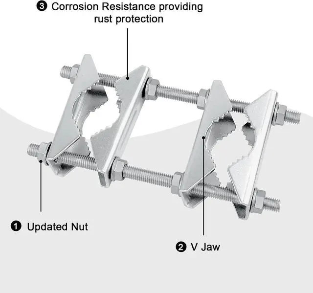 Alt view image 4 of 5 - Double Antenna Mast Clamp - Heavy Duty Galvanized Iron Mount for Secure Pole-to-Pole Connection, Rust-Resistant, Ideal for Antennas and Satellite Dishes 6PCS