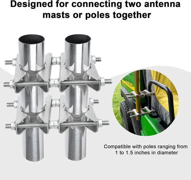 Alt view image 5 of 5 - Double Antenna Mast Clamp - Heavy Duty Galvanized Iron Mount for Secure Pole-to-Pole Connection, Rust-Resistant, Ideal for Antennas and Satellite Dishes 6PCS