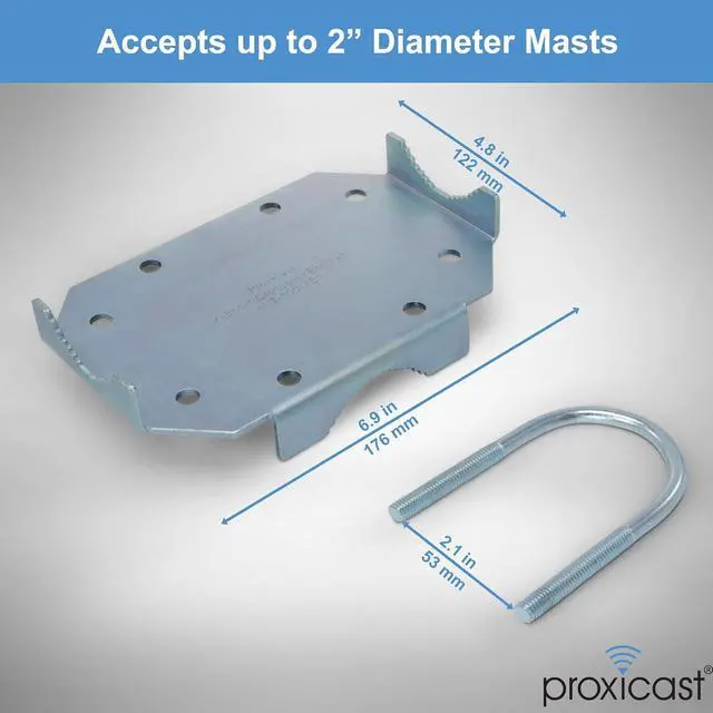 Alt view image 3 of 6 - X-Boom MIMO Antenna Mast Cross-Over Bracket Kit for 1.25" to 2.0" OD Pipes - Includes Heavy Duty Right-Angle Plate & Mounting Hardware (ANT-800-XB1)