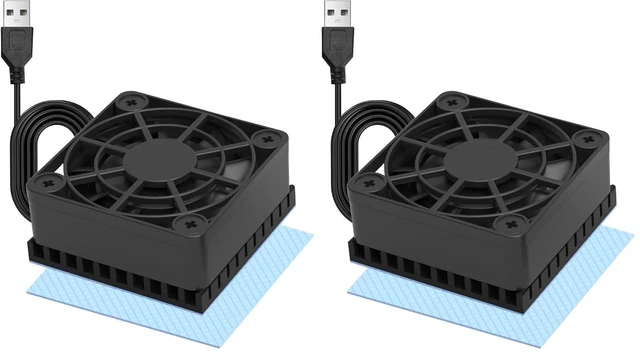Main image of 40mm Mini USB Radiator Desk Fan, Silent & Efficient 4010 Fan with 5mm Aluminum Heat Sink & Thermal Pad for Graphics Cards, Router, HDD, 3D Printer (Pack of 2)