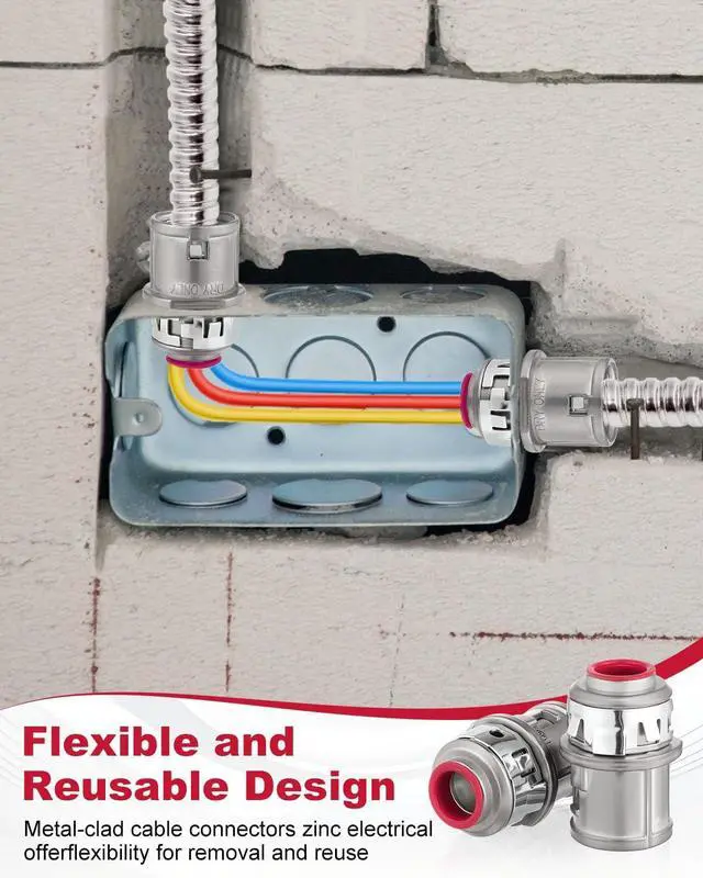 Alt view image 3 of 7 - 35Pcs MC Cable Connectors, 3/8" Snap-In Conduit Cable Connector