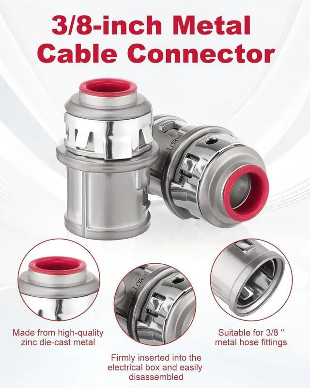 Alt view image 4 of 7 - 35Pcs MC Cable Connectors, 3/8" Snap-In Conduit Cable Connector